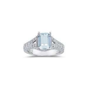 0.51 Cts Diamond & 2.00 Cts Aquamarine Ring in 18K White 