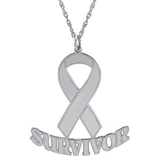 Sterling Silver Cancer Survivor Ribbon Necklace  Overstock