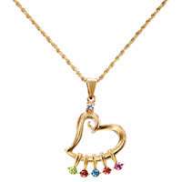 Gold Plated Heart Family Customize Birth Stone Pendant  