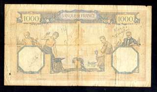 FRANCE BANKNOTE,1000 Fr.1938 FINE  