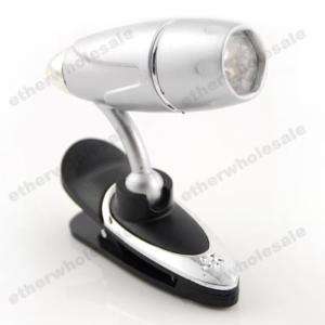 Portable 3 LED Clip on Book Bed Headboard Reading Light  