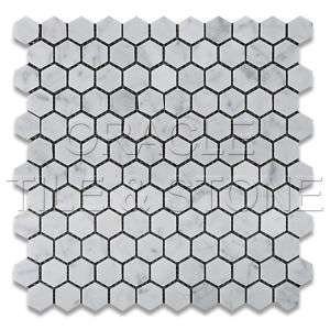 Carrara White Marble Polished 1 Mini Hexagon Tile  