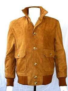 NWT Men s High Neck Buttoned Distress Leather Jacket Style M66  