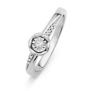  Sterling Silver Round Diamond Promise Ring (1/20 cttw) D 
