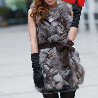 Hot Sale High Quality Nice Real Fox Fur Embellished Vest Coffee Free 