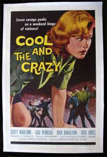 COOL AND THE CRAZY *1SH ORIG MOVIE POSTER 1958 BAD GIRL  