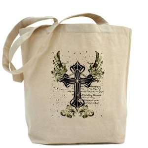  Tote Bag Scripted Winged Cross 