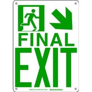BRADY 114640 Fire Exit Sign,14 x 10In,GRN/WHT,ENG  