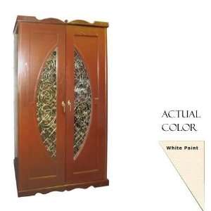   Window Wine Cellar With Cornice   Glass Doors / White Cabinet