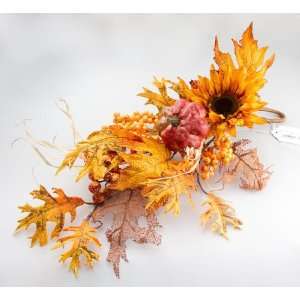  Artificial Silk Sunflower, Pumpkin, Berries and Oak Leaves 