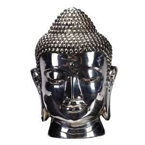  Silver Buddha Head Sculpture DARI, Silver coated Bronze 