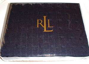 Polo Ralph Lauren Wool Cable Knit Throw Blanket NIP Navy  
