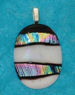 BLUE //T DICHROIC GLASS PENDANT,STERLING SILVER BAIL  