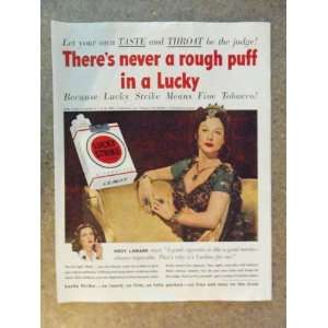 Lucky Strike cigarettes, Vintage 50s full page print ad.(Hedy Lamarr 