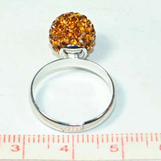 8mm/10mm Fashion Swarovski Crystal Disco Ball adjustable Ring Copper 