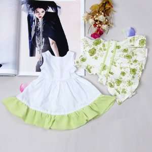  White and Green Sleeveless Doll Clothes Dress Fit American 