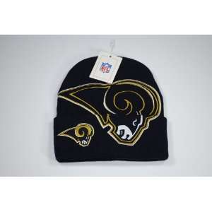   Rams Navy Blue Big Logo Cuffed Beanie Cap Winter Hat 