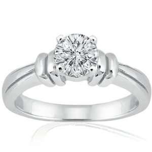  0.75 Ct Round IDEAL CUT Diamond Engagement Ring SI3 F 