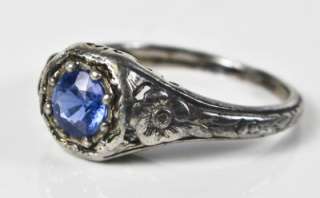   Filigree .56ct Cornflower Blue Ceylon Sapphire Engagement Ring  