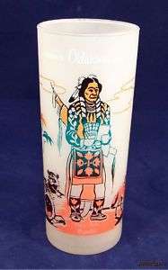 Vintage Oklahoma Indian Frost Glass Blue Eagle Wyandot  