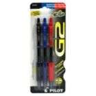 Pilot G2 Retractable Pen, Fine Point, Assorted Color Gel Ink, 3 pens
