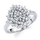ApexJewels Round Diamond Anniversary Cluster Ring 14k White Gold 