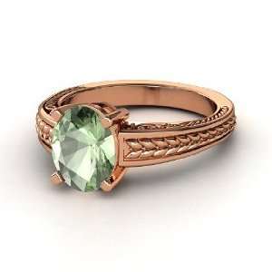    Oval Ceres Ring, Oval Green Amethyst 14K Rose Gold Ring: Jewelry