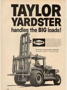 Taylor Machine Works Yardster Forklift Loader 1967 AD  