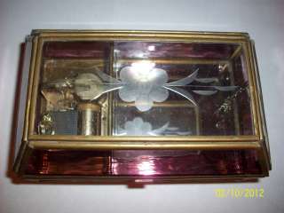 Antique/ Vintage Edelweiss Glass Music Box  