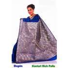 Indian Selections Navy Blue Dupion Silk with Resham Pallu Sari (Saree 