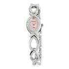   Womens Now Swarovski Crystal Accented Silver Tone Pink Dial Watch