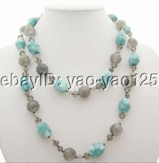 Charming 42 Cloudy Quartz&Crystal&Jade Necklace  