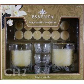 Essenza Luxury Candle & Tea Light Set   French Vanilla (Pack of 7)