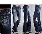 NWT* Rock and Roll Cowgirl Jeans TRIBAL CROSS POCKET JEANS MID RISE 