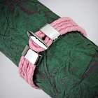 WickedBodyJewelz   Leather Bracelets Pink Braided Leather 4 Strings 
