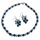   Necklace Set Adorned w/ Lite & Dark Blue Pearls Gorgeous Jewelry Set