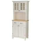 Home Styles Buffet Hutch with Natural Wood Top in White Finish