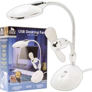   Global 2 in 1 Laptop Desk LED Lamp and Fan in White 