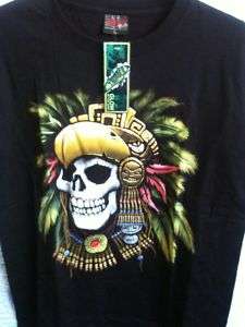 Glow In The Dark Skull & Indian Headset motif T Shirt  