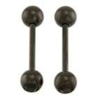   Tongue Barbells with Bead and Jewel Accents in Black 14 Gauge Steel