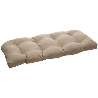 Overstock Pillow Perfect Solid Taupe Tufted Outdoor Loveseat 