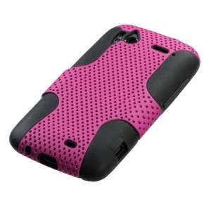 Hot Pink MESH Hybrid Hard Silicone Rubber Gel Skin Case Cover HTC 