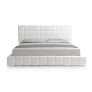 Thompson White Leather Platform Bed 