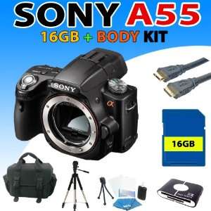 Sony a55 DSLR Camera (Body) + Premium Carrying Case, 16gb Sdhc Memory 