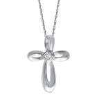  14k White Gold Princess cut Diamond Cross Necklace