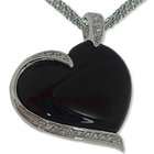 Jazzy Jewels Sterling Silver Black Onyx and CZ Heart Pendant