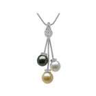   Sea and Black Tahitian Drop Pearl & Diamond Pendant (18kt White Gold