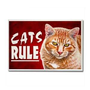 Orange Tabby CATS RULE Pets Rectangle Magnet by   