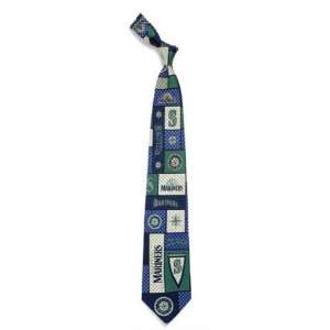 Eagles Wings Seattle Mariners MLB Plaid Poly Mens Tie:  