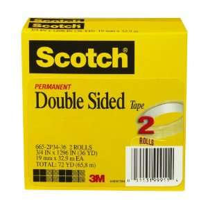 Scotch® Double Sided Tape 665 2P34 36, 3/4 inch x 1296 